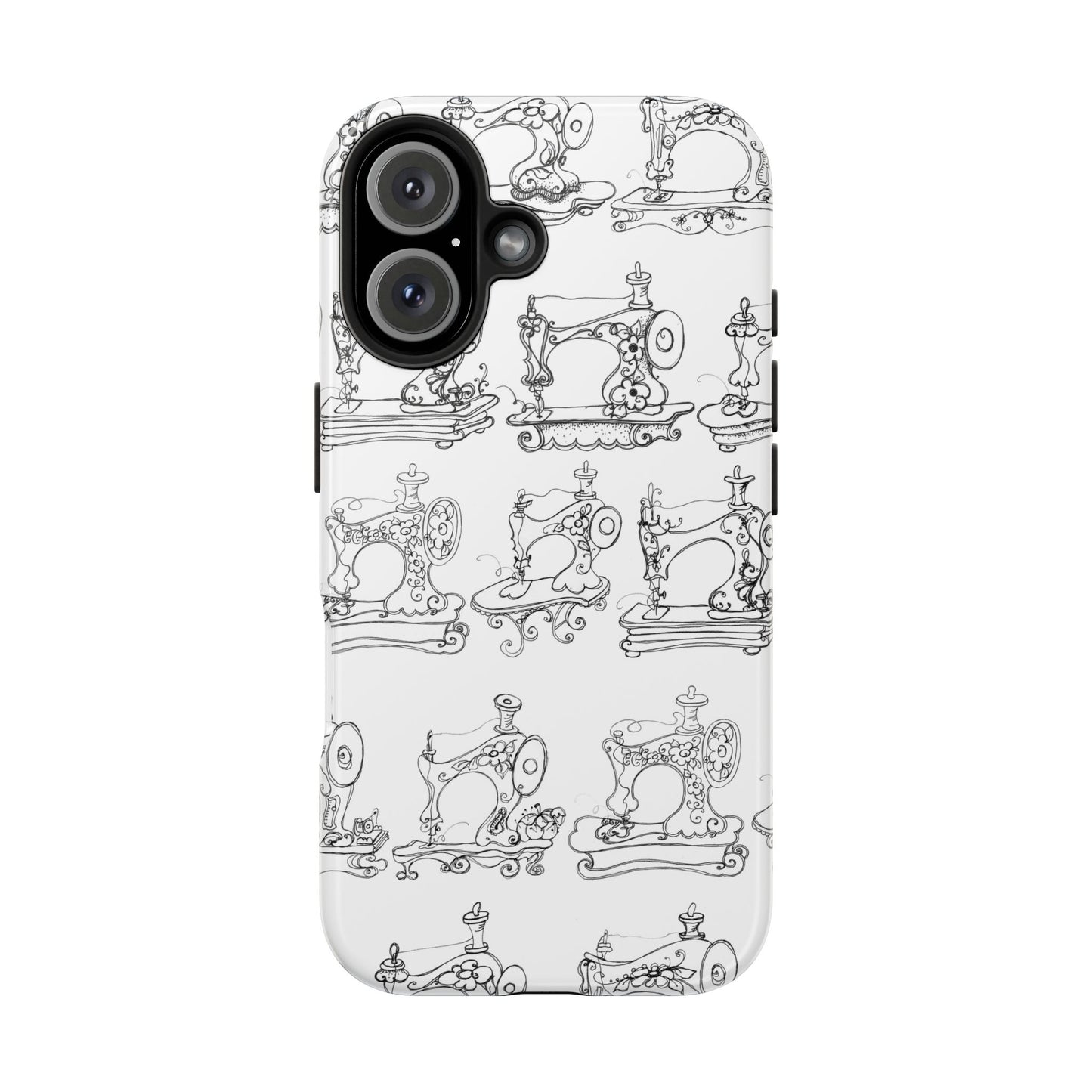 Sew Sew White / Black Phone Case