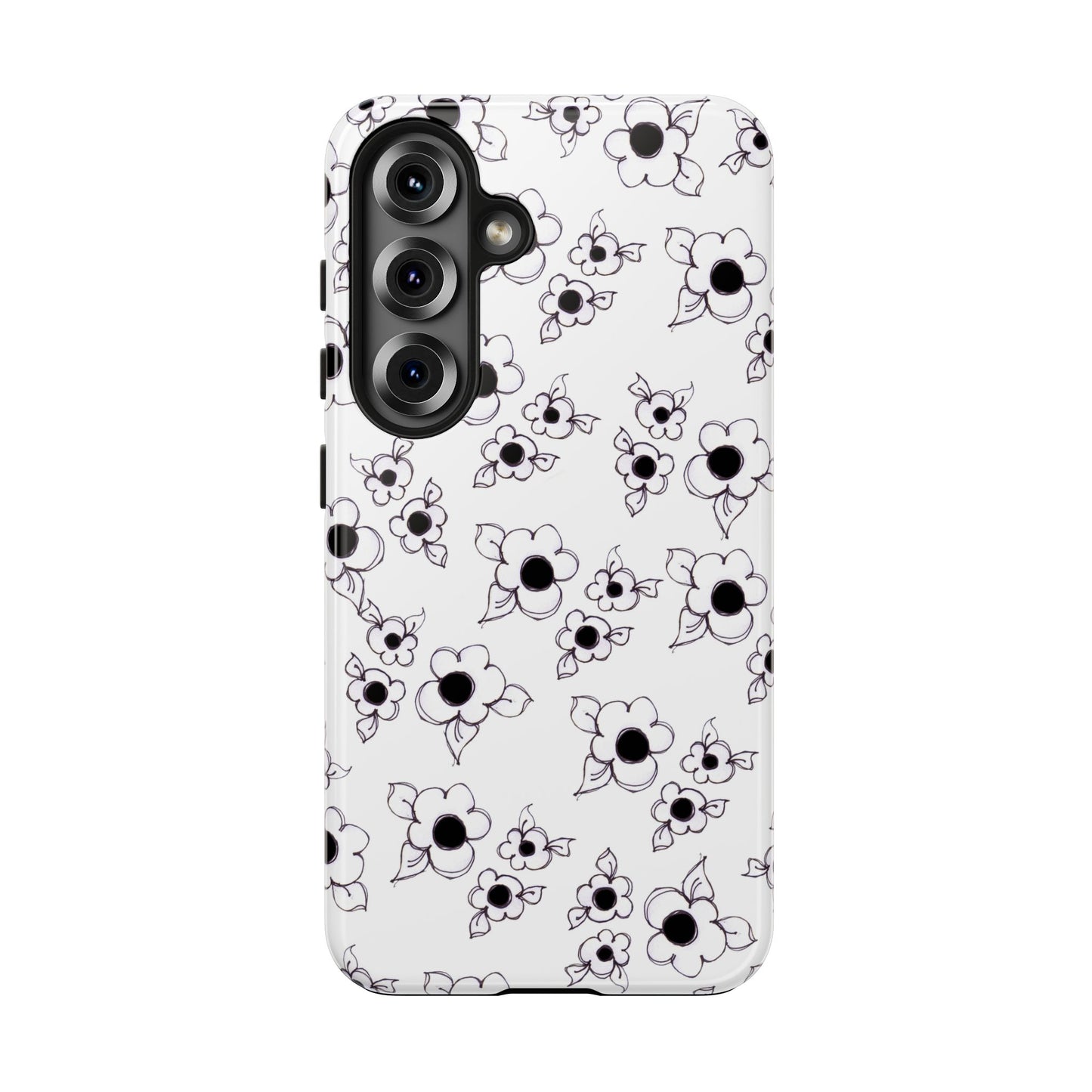 Daisy Cluster White / Black Phone Case