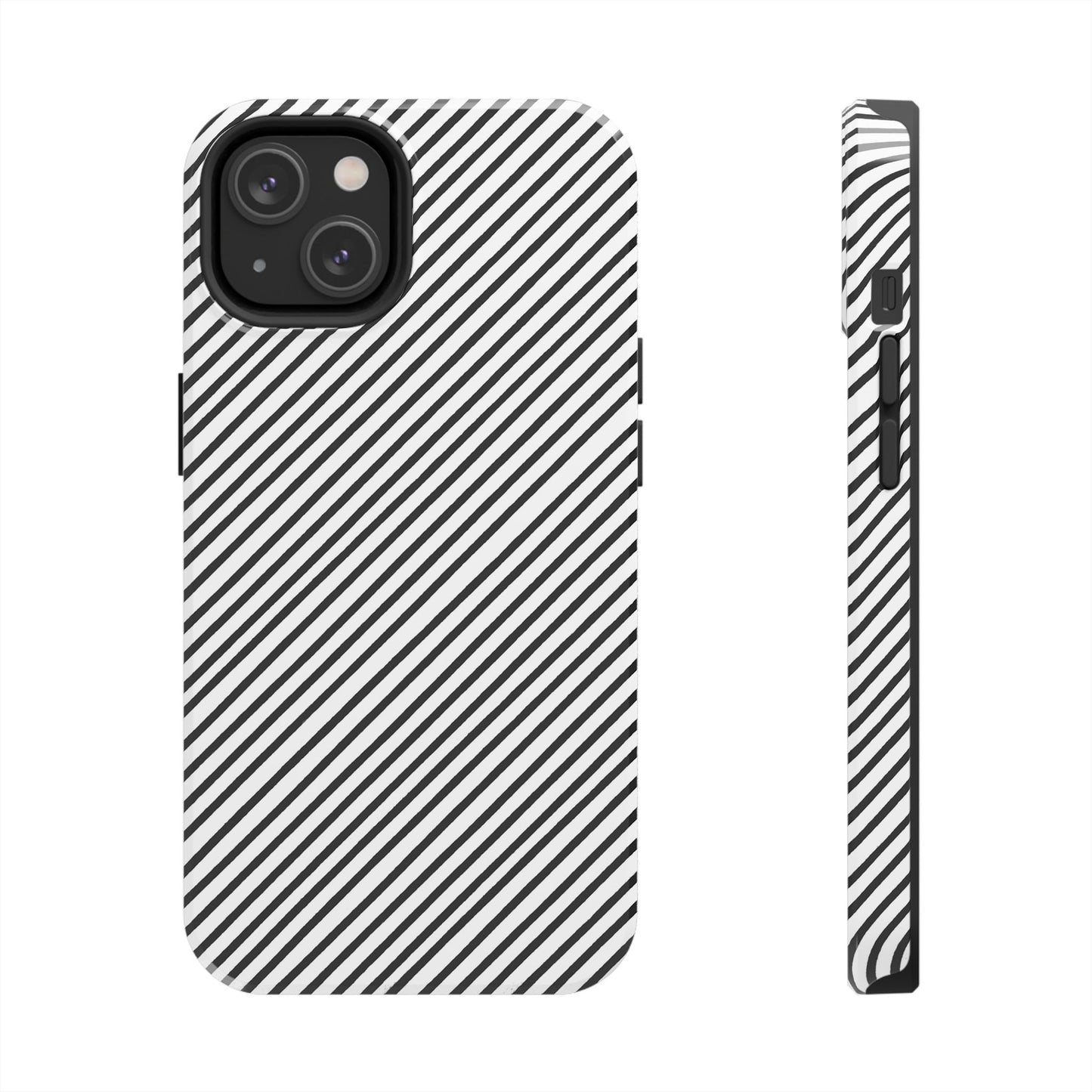 Diagonal Stripe White / Black Phone Case
