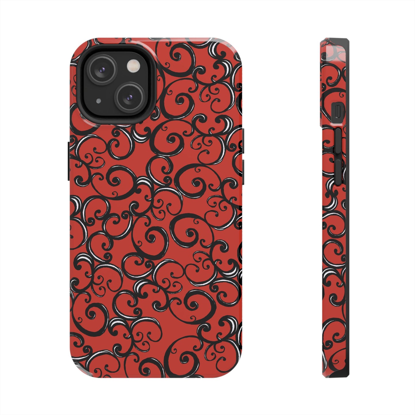 Curls Red / Black Phone Case