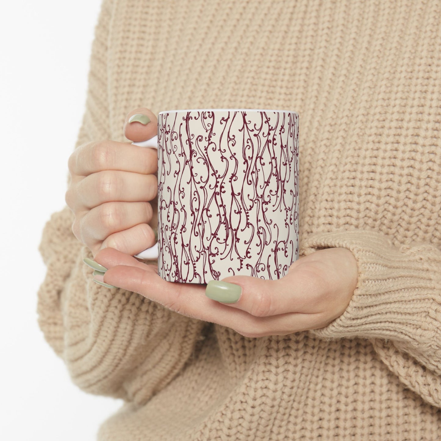 Swan Scroll White / Red Cup