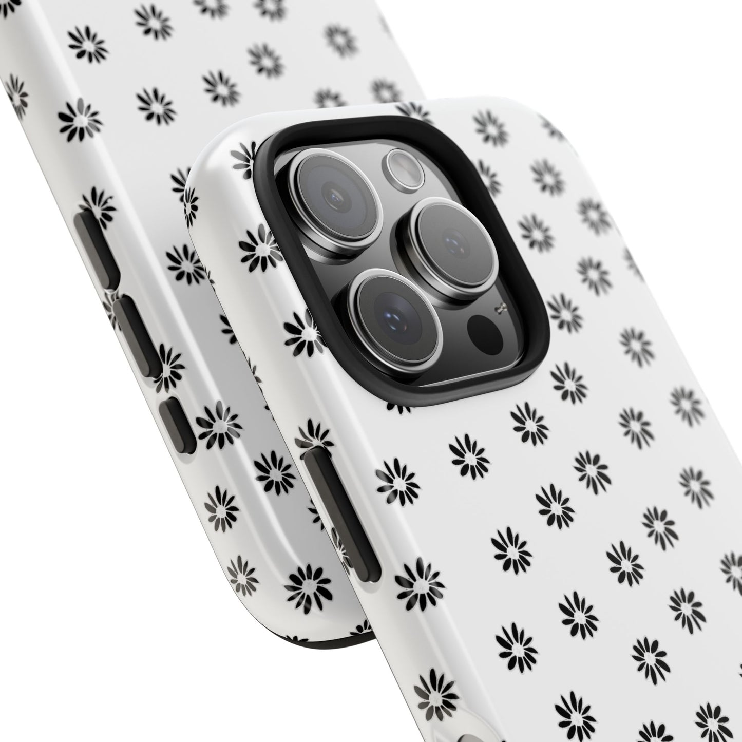 Daisy Dot White / Black Phone Case