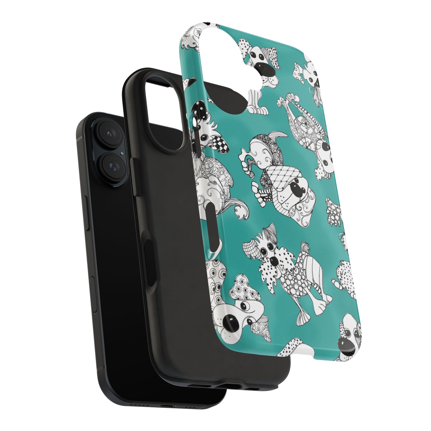 Doodle Dogs Turquoise Phone Case