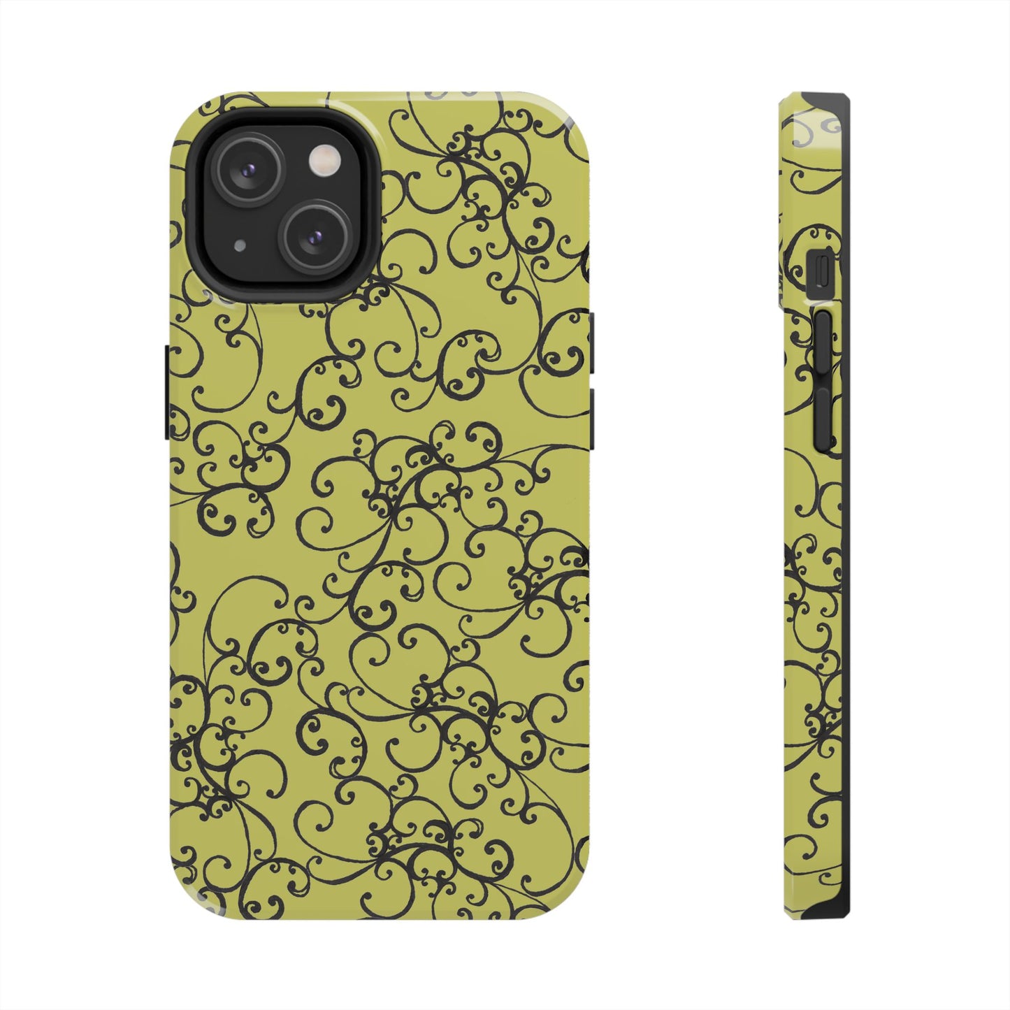 Elegant Scroll Green / Black Phone Case