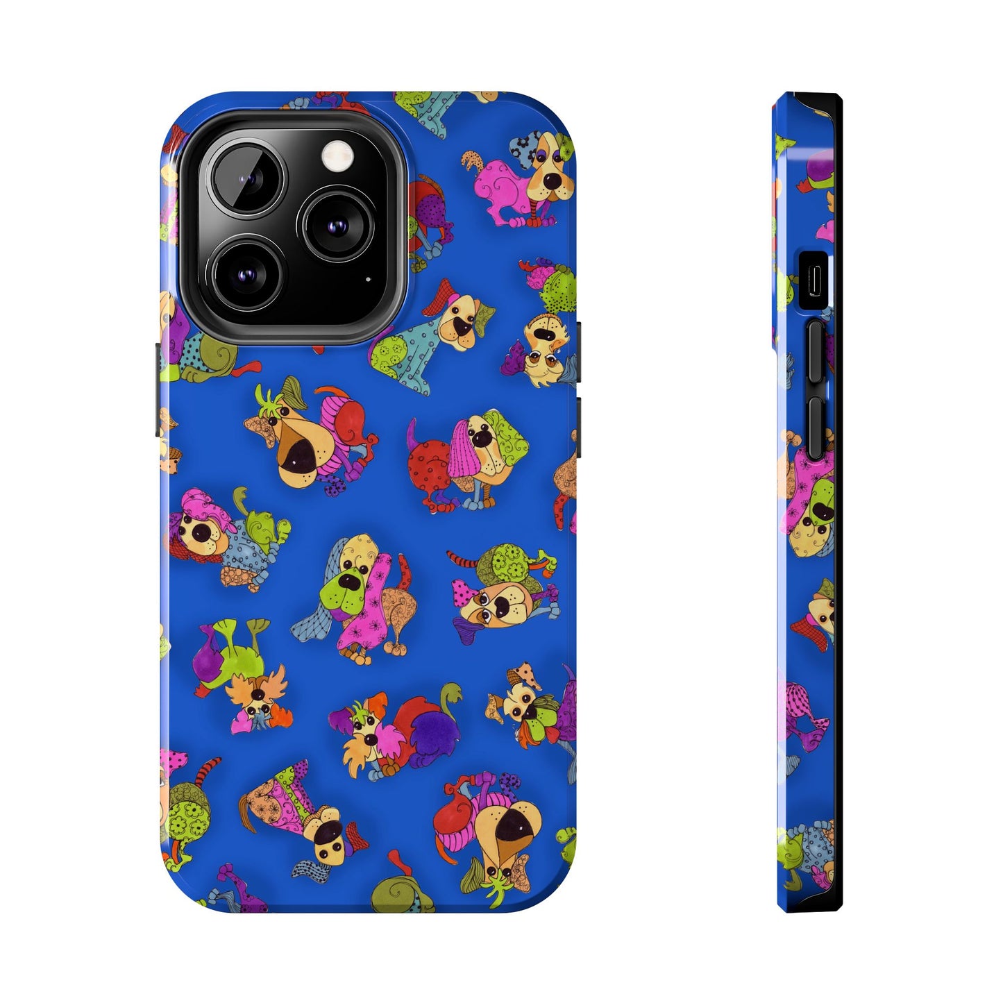 Tossed Happy Dogs Blue Phone Case