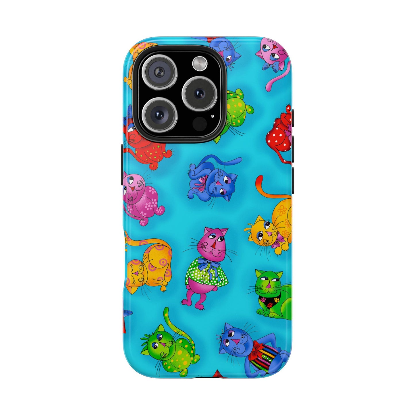 Tossed Cool Cats Turquoise Phone Case