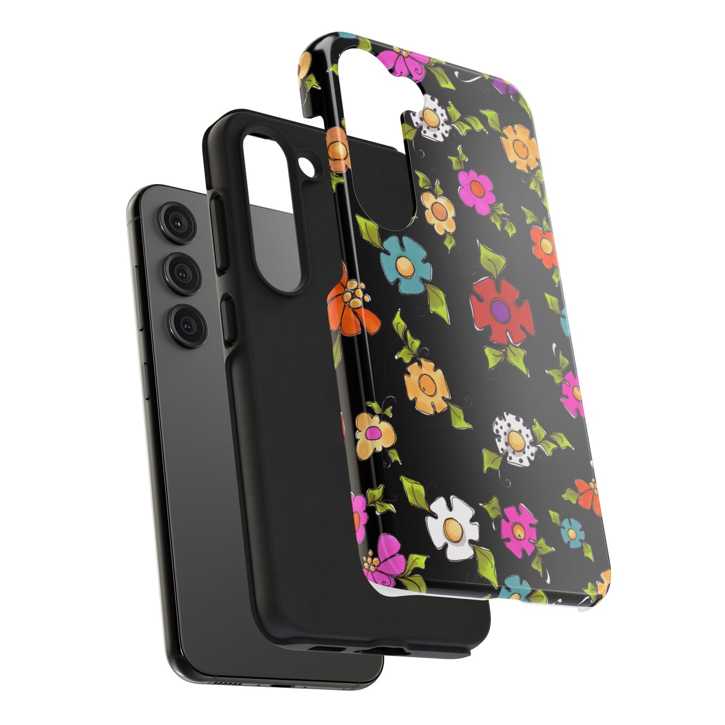 Dog Blooms Black Phone Case