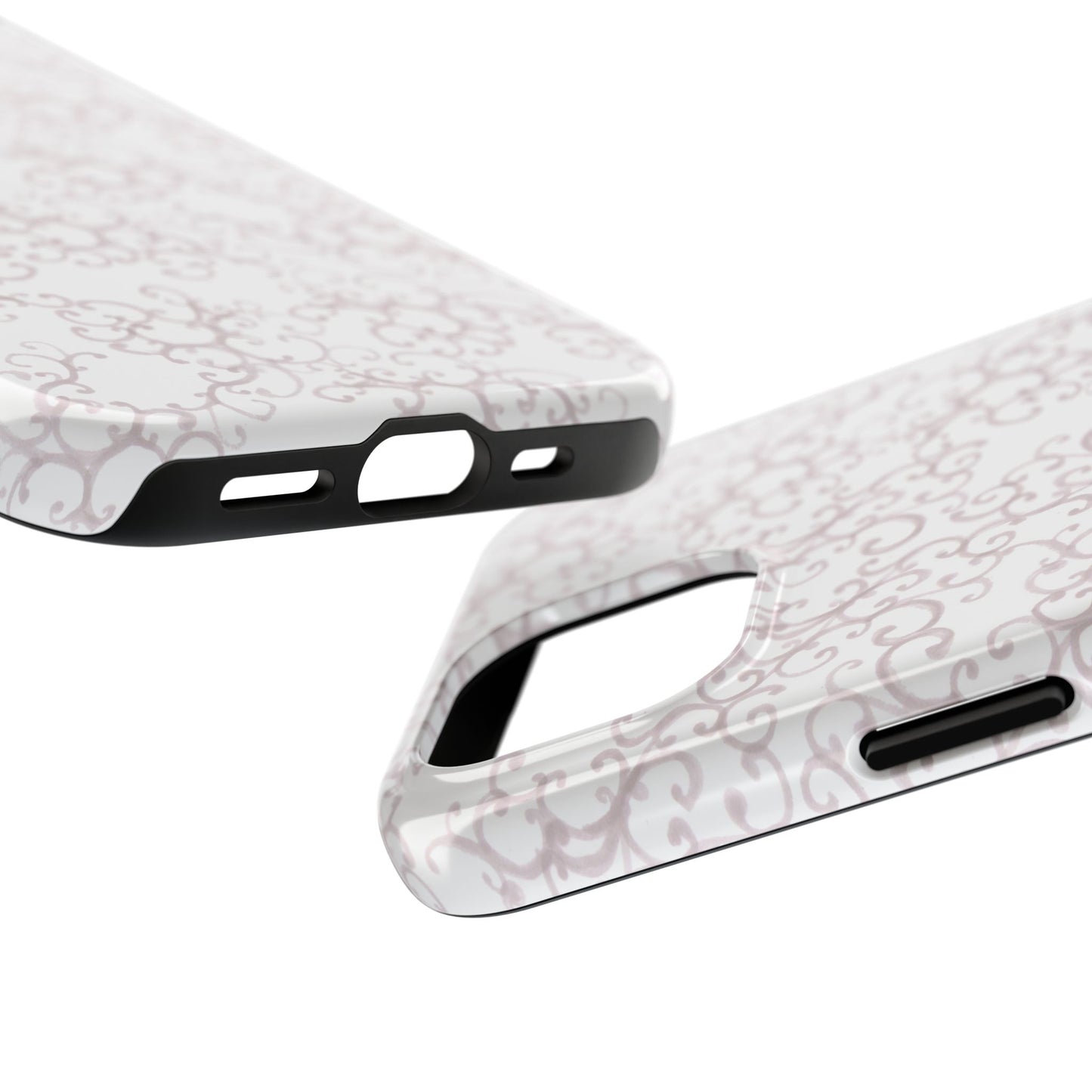 Scrollie White / Silver Phone Case