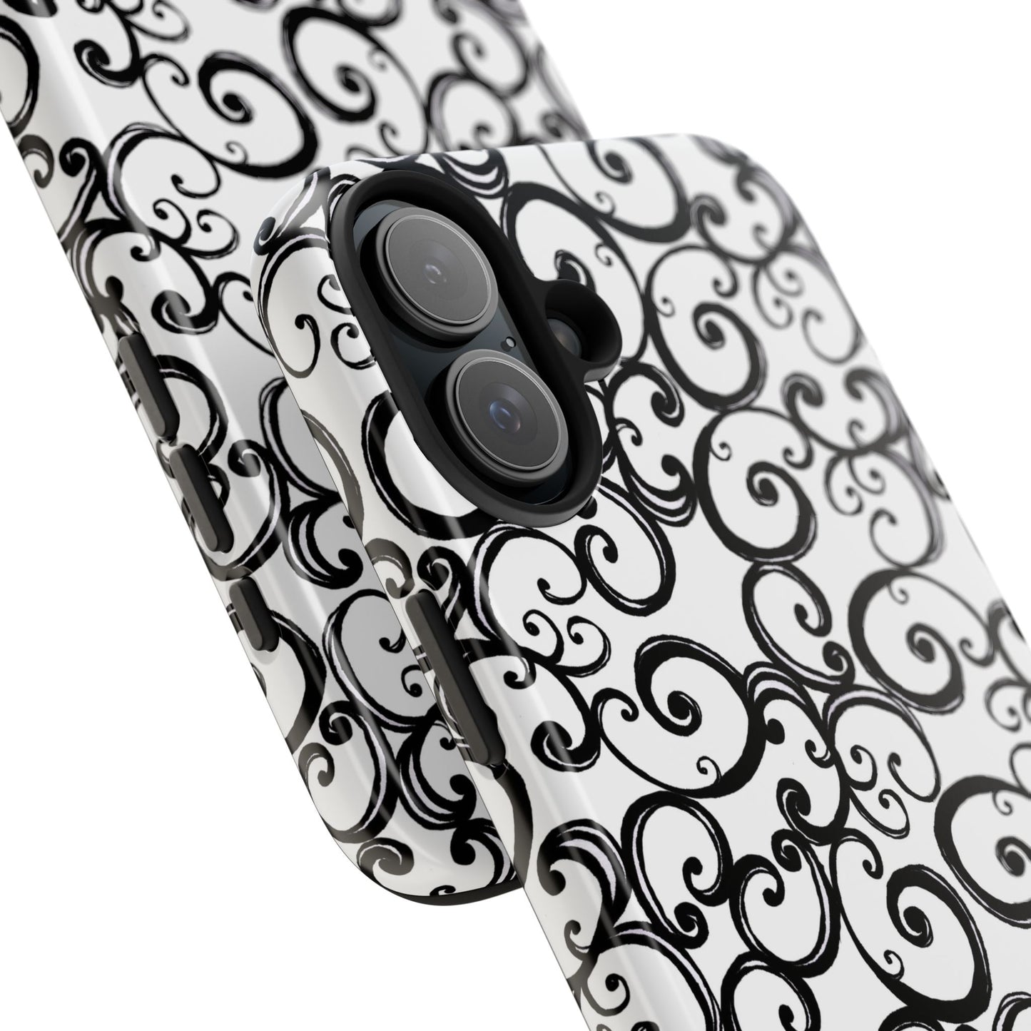 Curls White / Black Phone Case