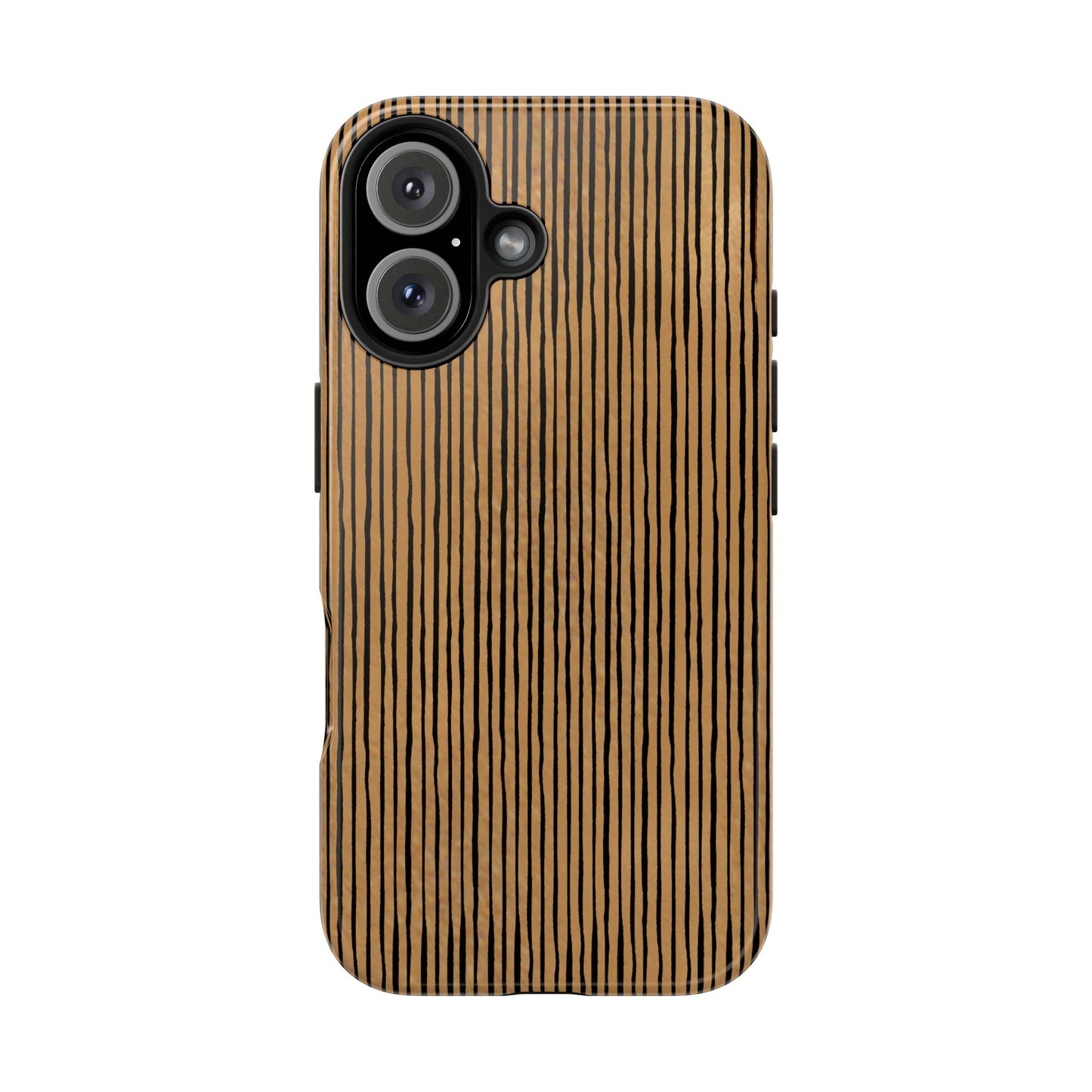 Quirky Pin Stripe Tan / Black Phone Case