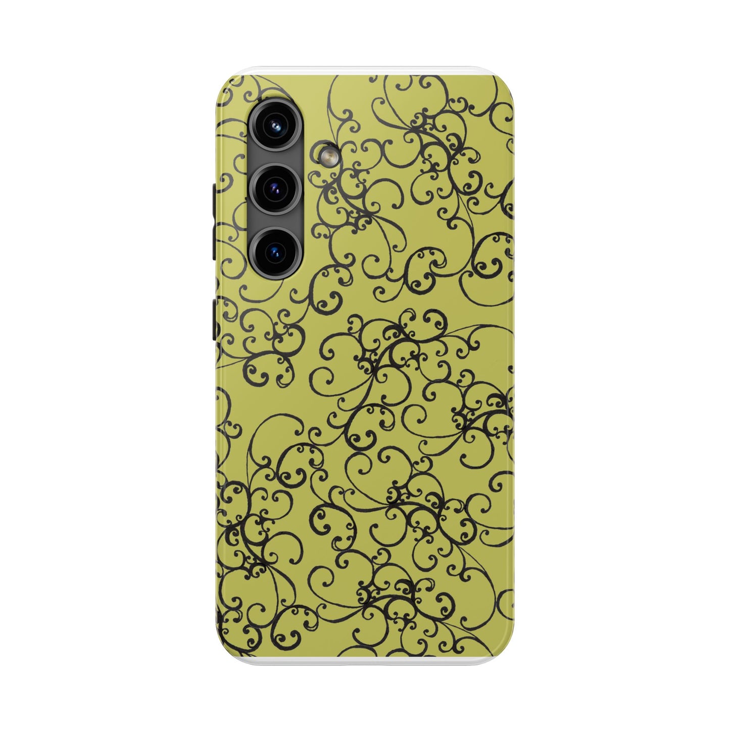 Elegant Scroll Green / Black Phone Case