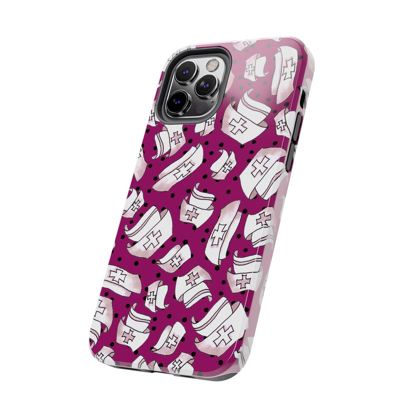 Med Hats Burgundy / Black Phone Case