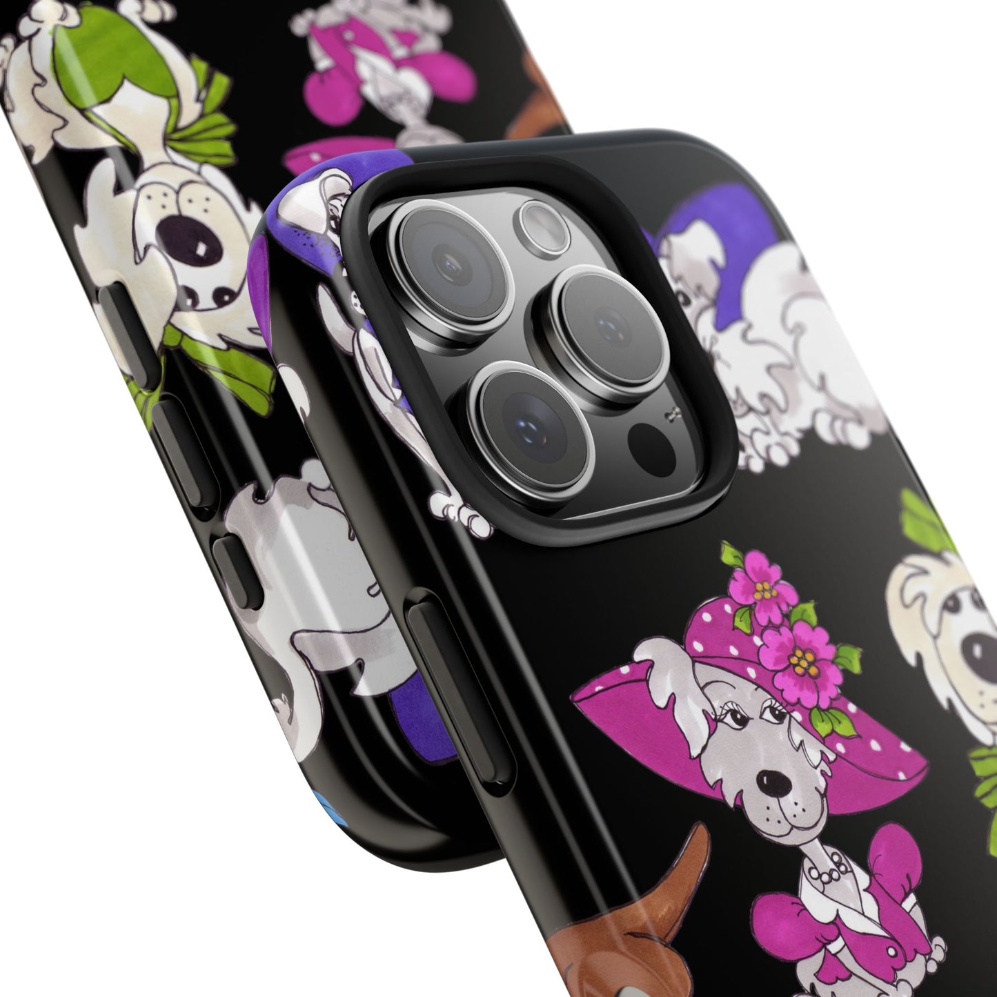 Fancy Dog Line Up Black Phone Case