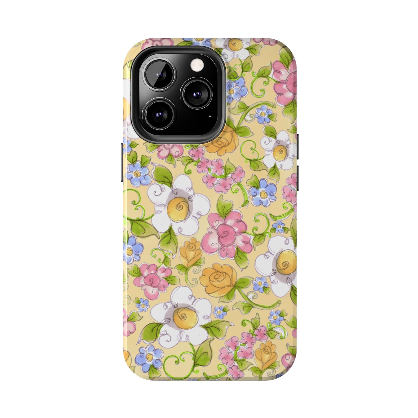 Flower Frolic Yellow Phone Case