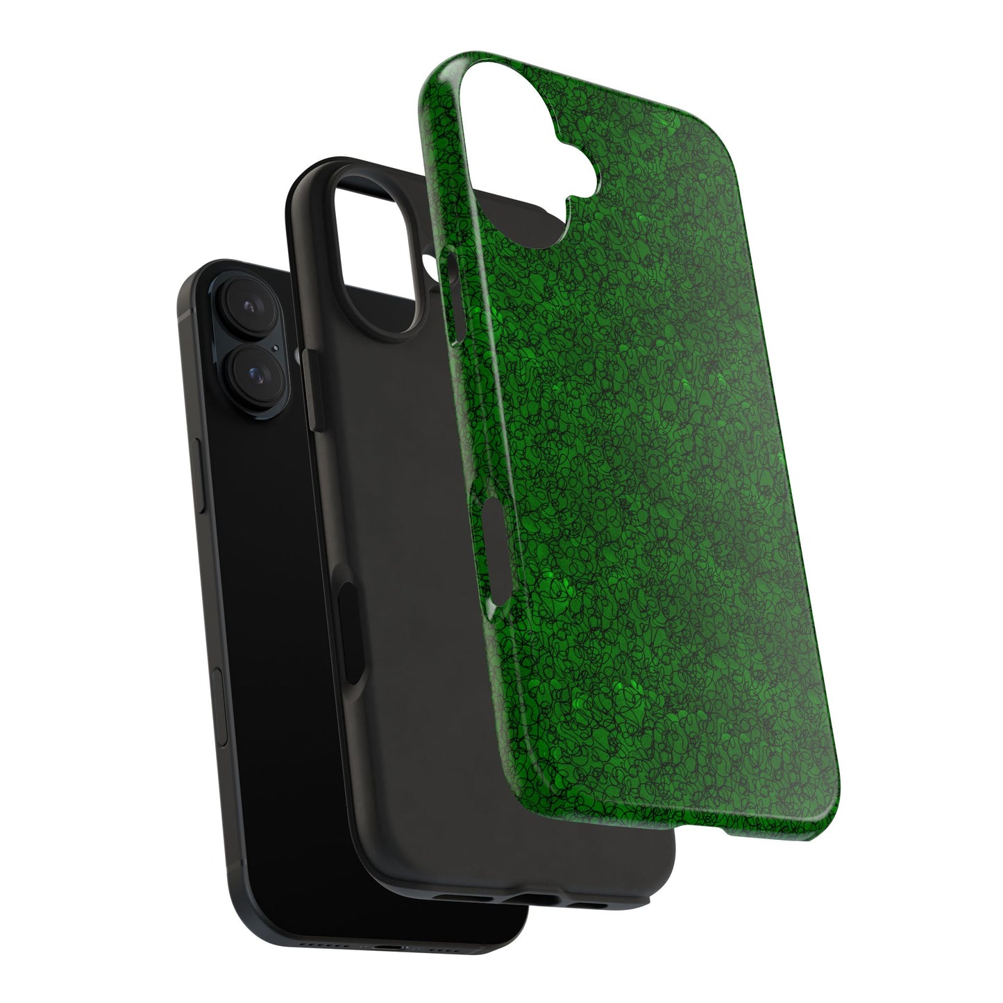 Scribble Green / Black Phone Case