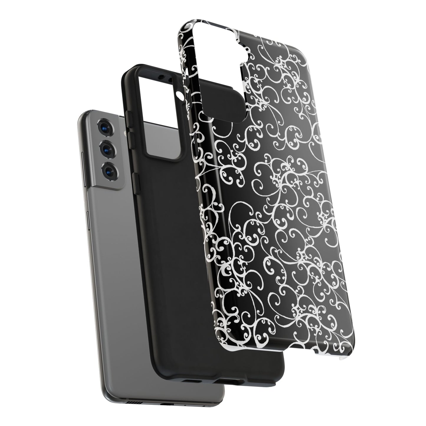 Elegant Scroll Black / White Phone Case