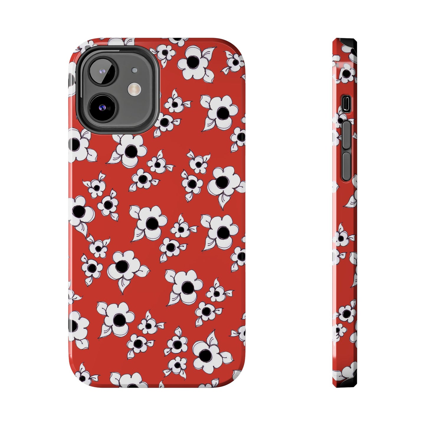 Daisy Cluster Red / Black Phone Case
