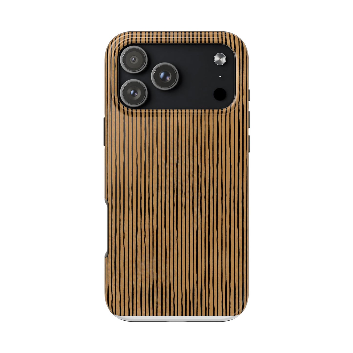 Quirky Pin Stripe Tan / Black Phone Case