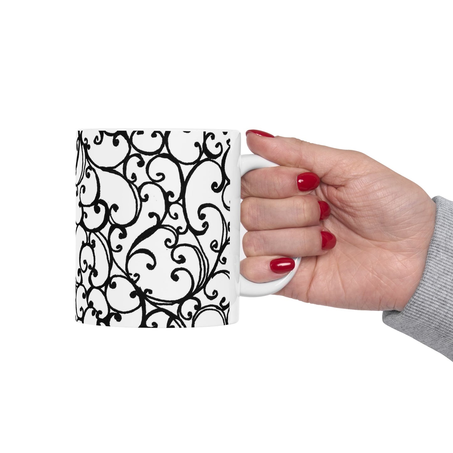 Scrollie White / Black Cup