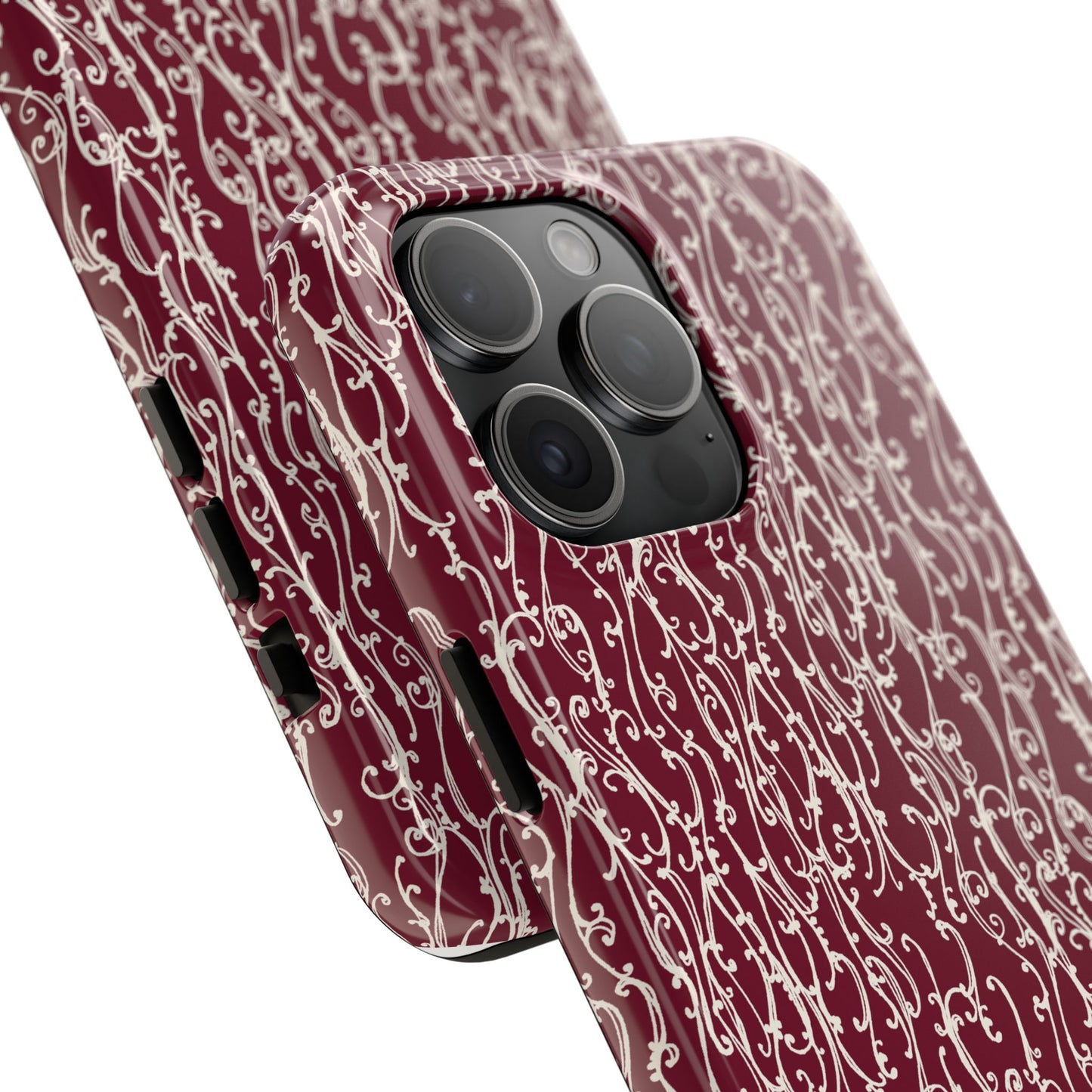 Swan Scroll Red / White Phone Case