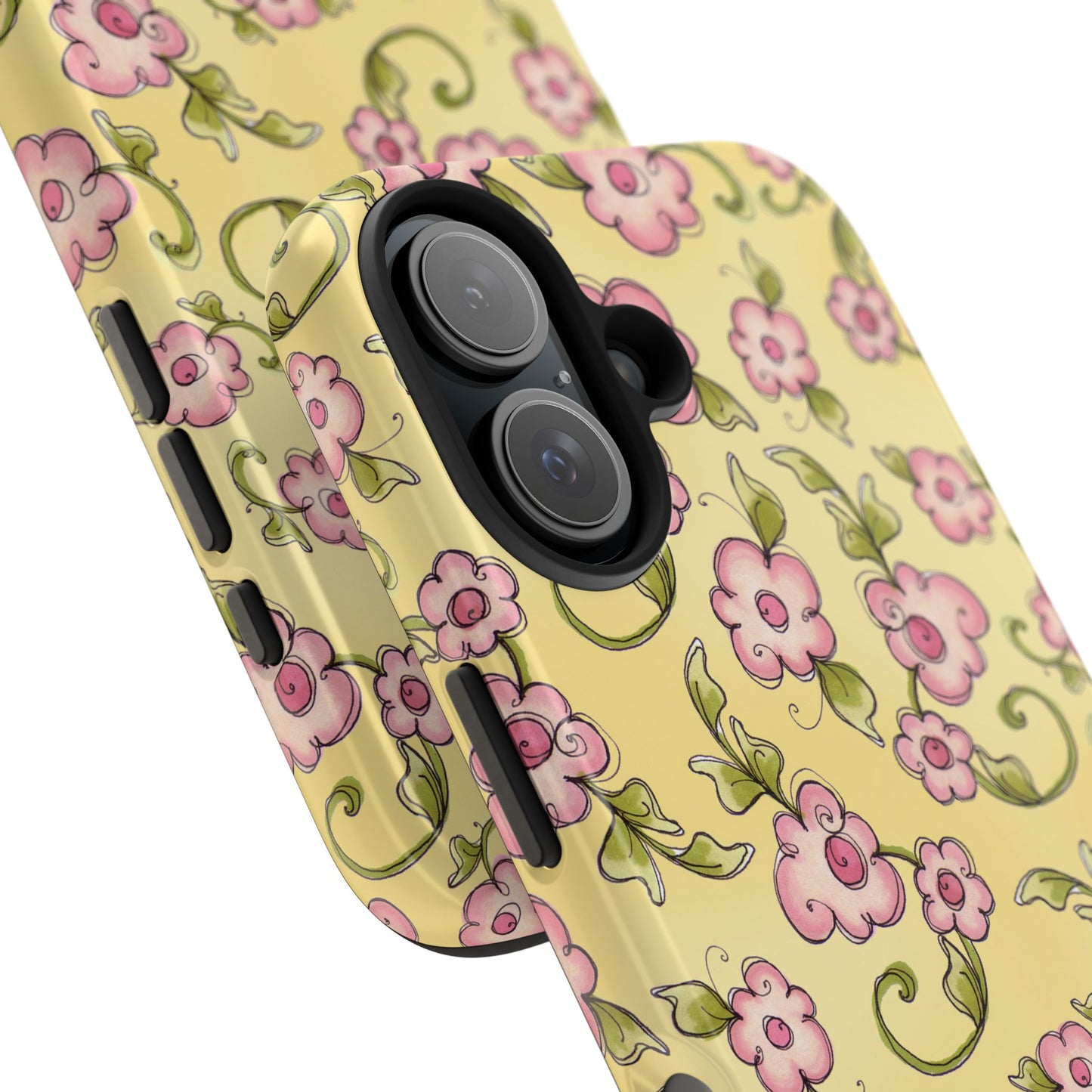 Scroll Daisies Yellow / Peach Phone Case