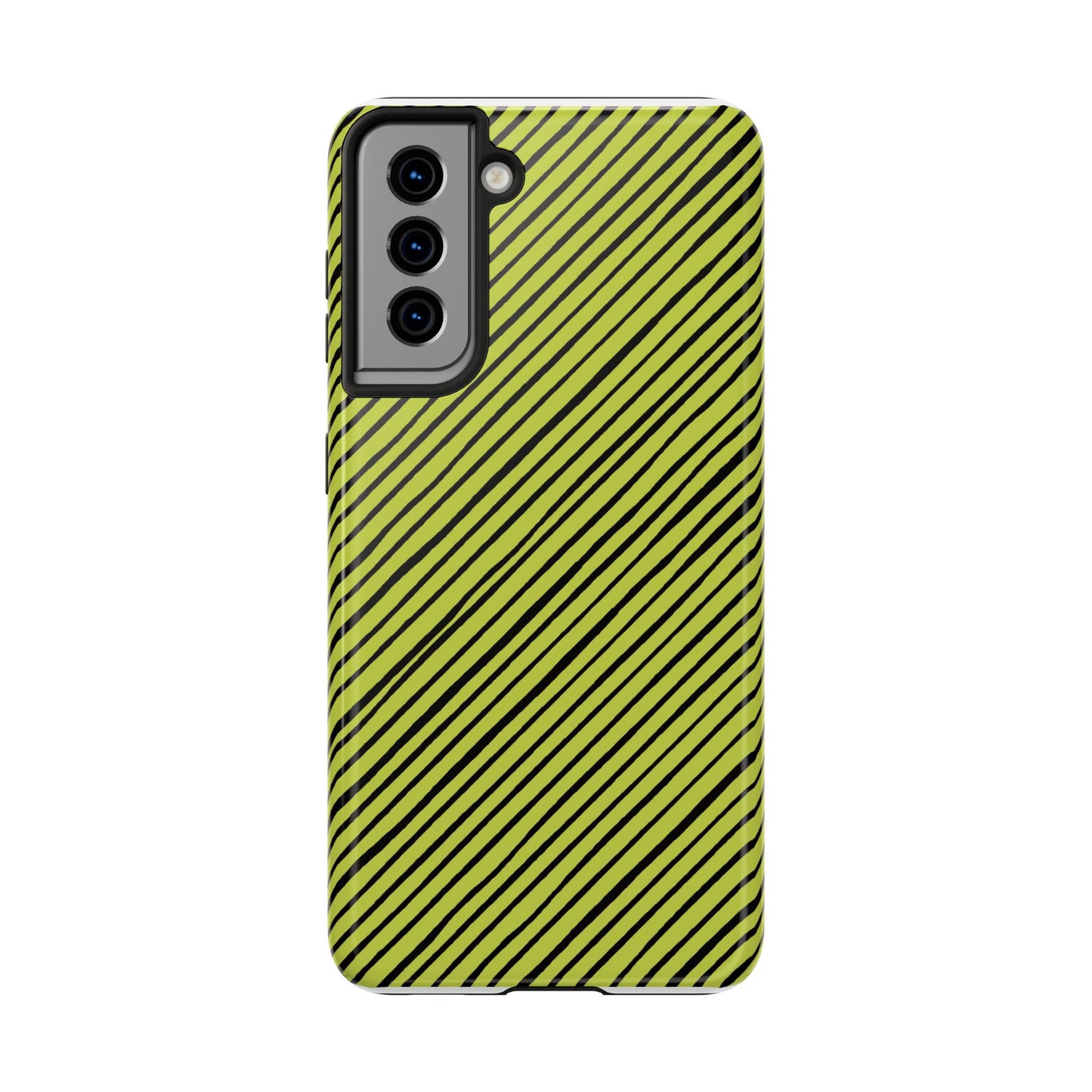 Quirky Bias Stripe Green / Black Phone Case