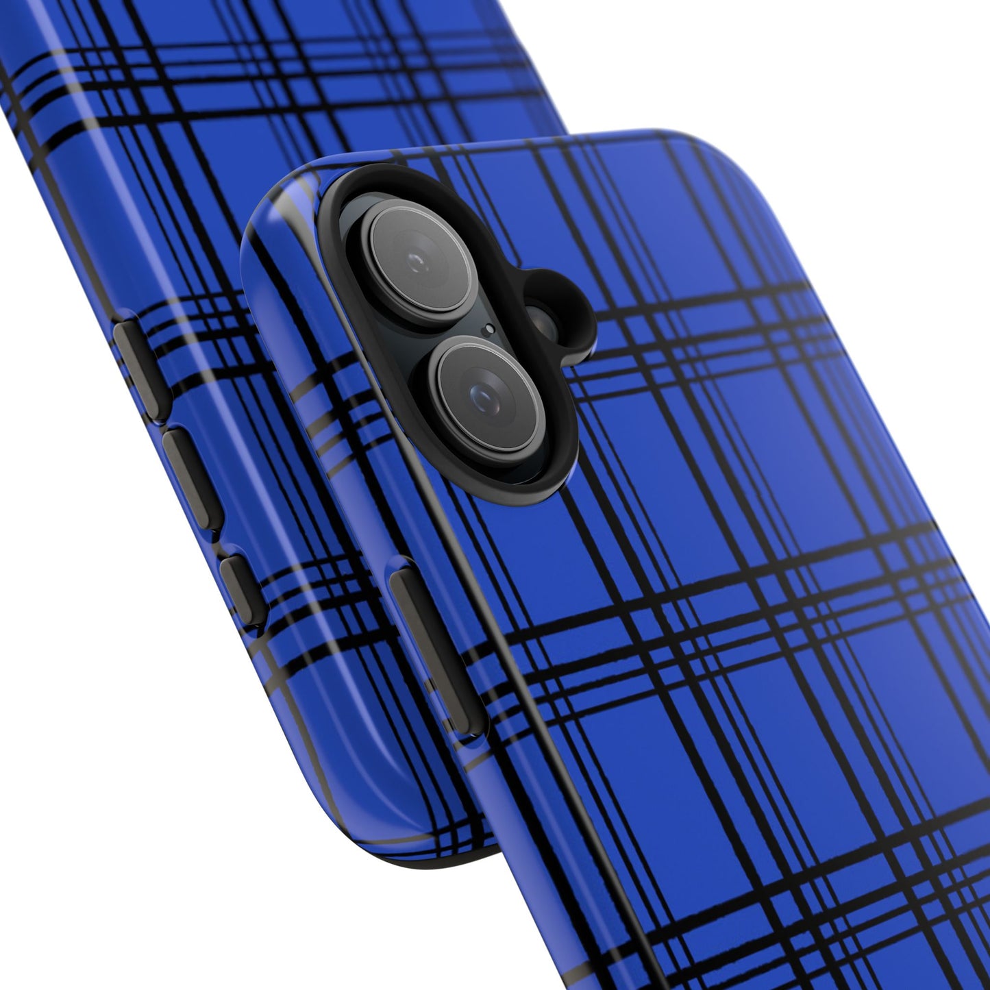 Glad Plaid Blue / Black Phone Case
