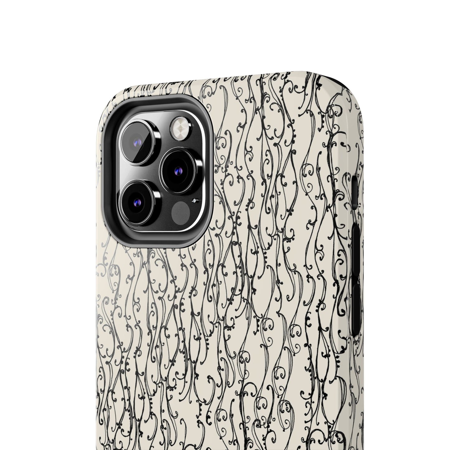 Swan Scroll Ivory / Black Phone Case