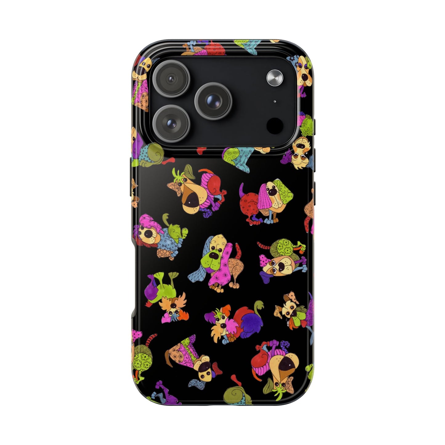 Tossed Happy Dogs Black Phone Case
