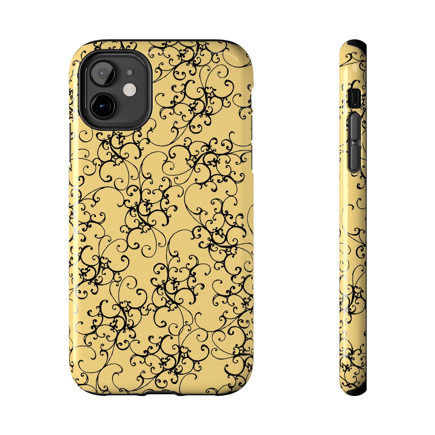 Elegant Scroll Yellow / Black Phone Case
