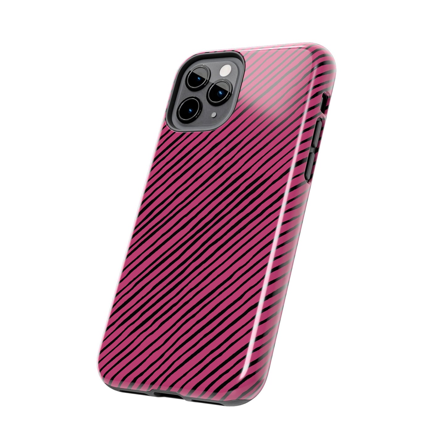 Quirky Bias Stripe Magenta / Black Phone Case