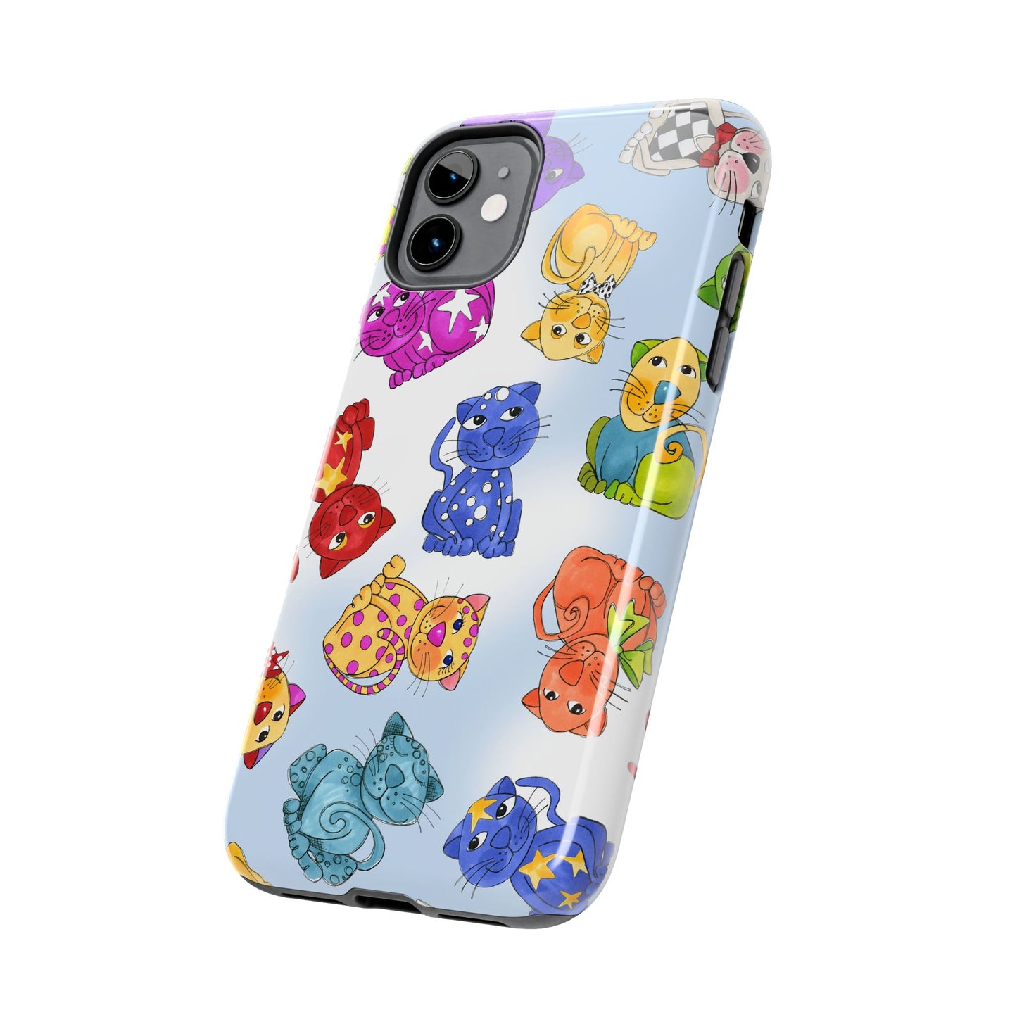 Tossed Happy Cats Blue Sky Phone Case
