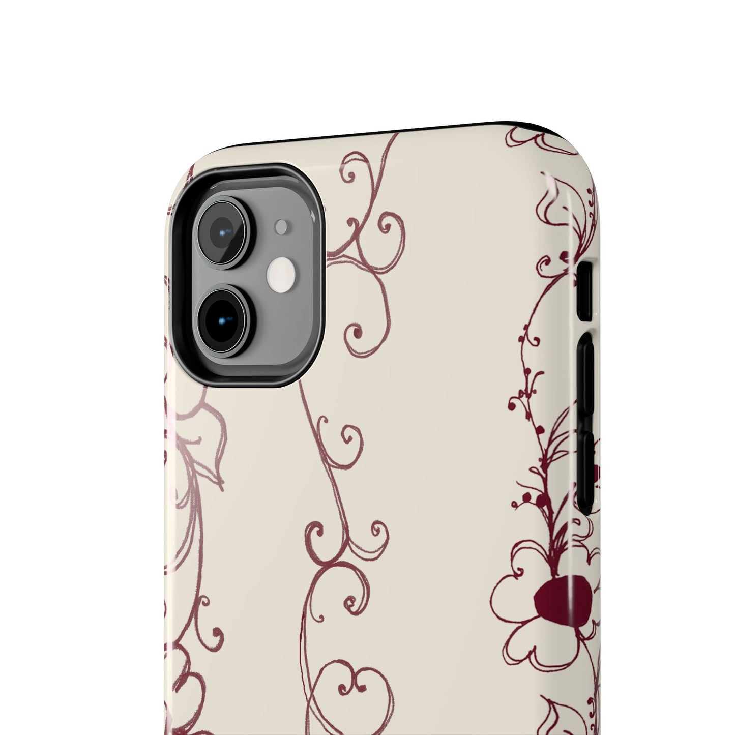 Scroll Flower Stripe Muslin / Red Phone Case