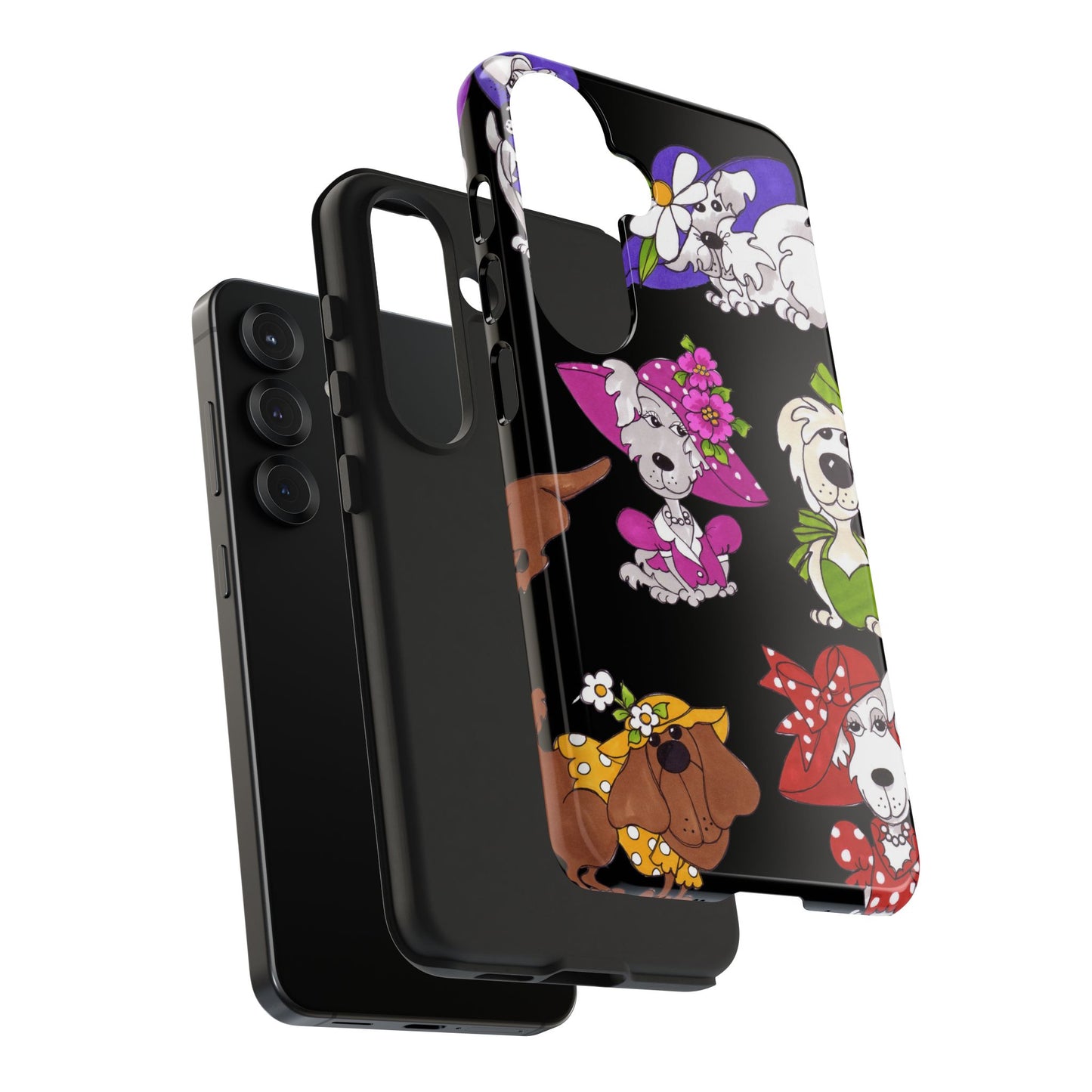 Fancy Dog Line Up Black Phone Case