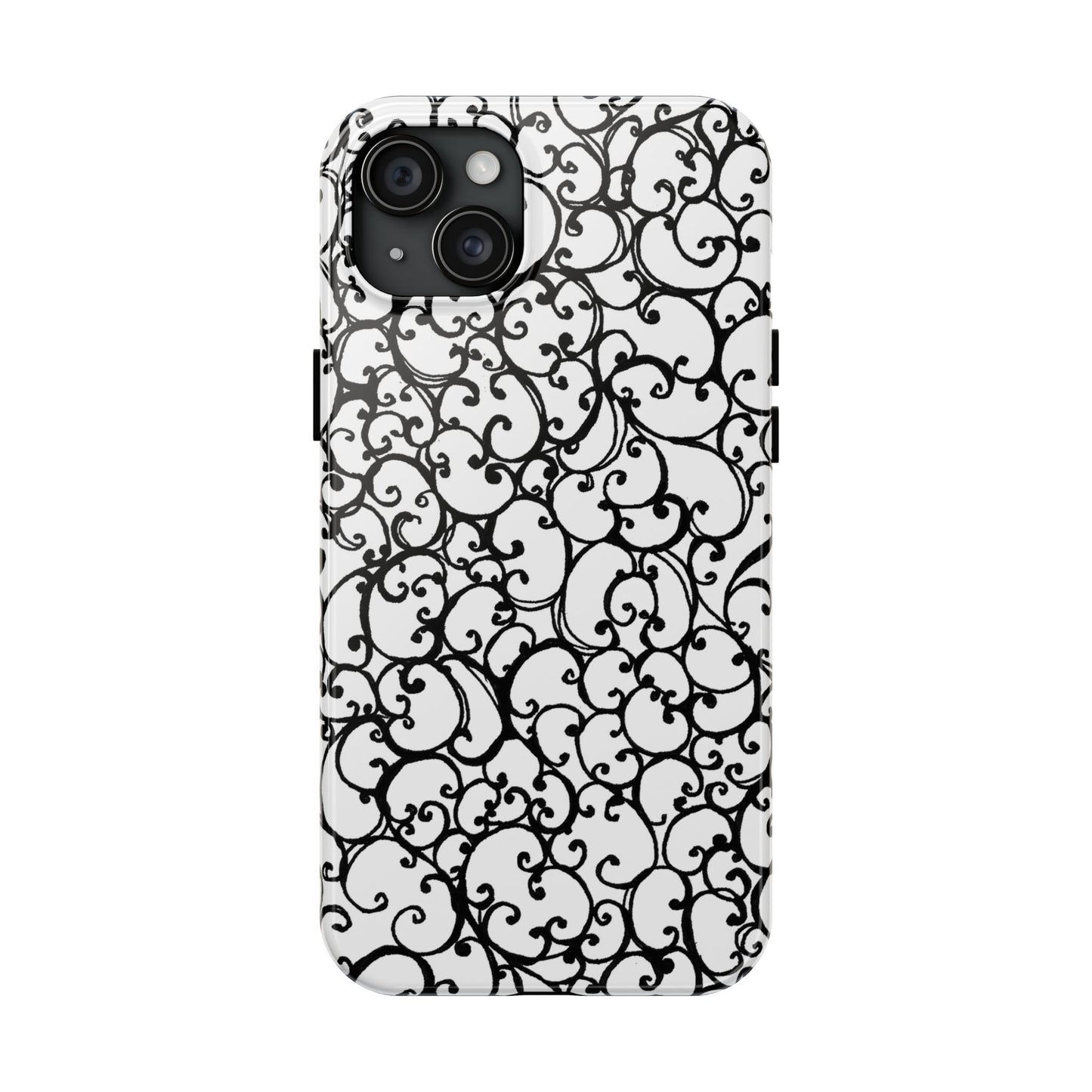 Scrollie White / Black Phone Case