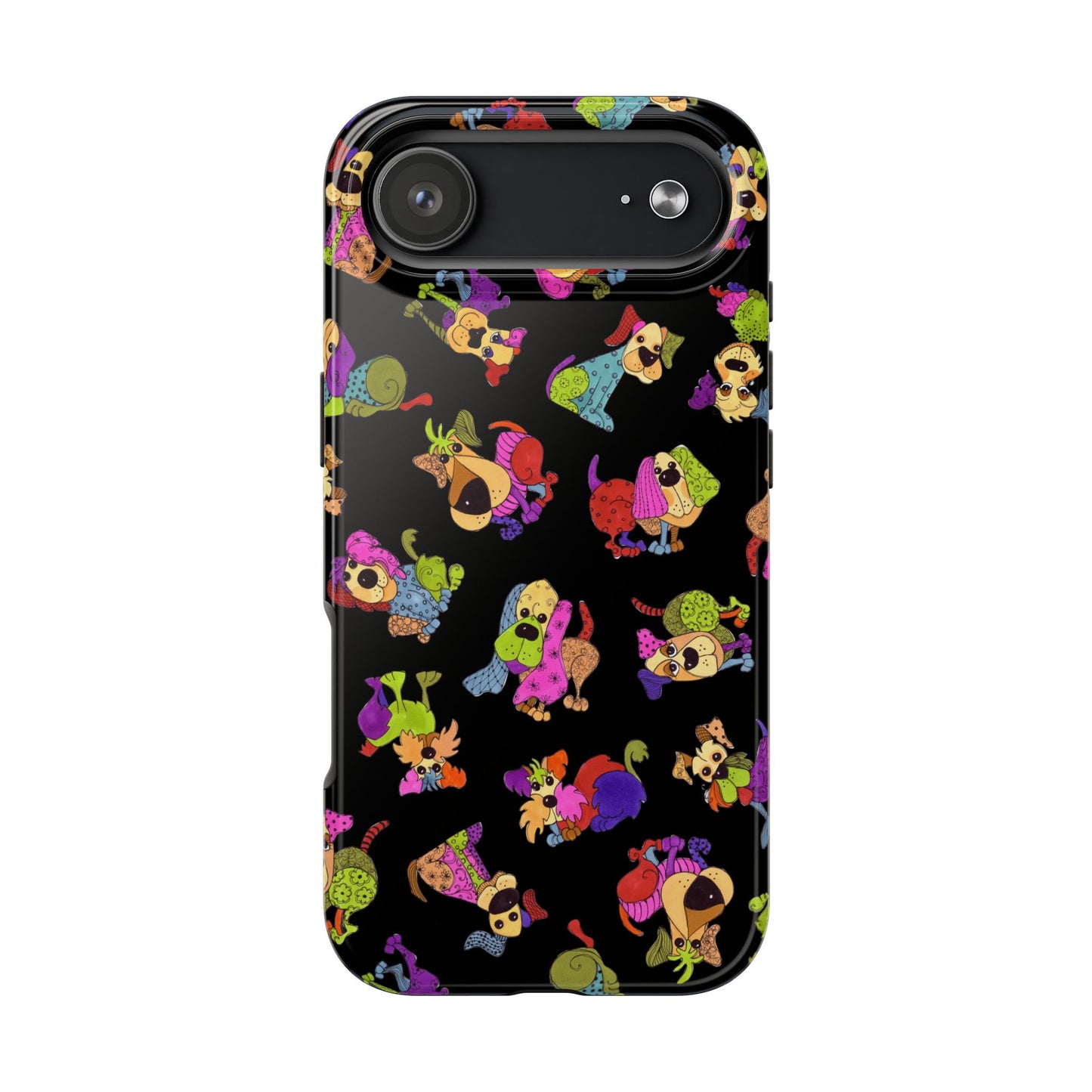 Tossed Happy Dogs Black Phone Case