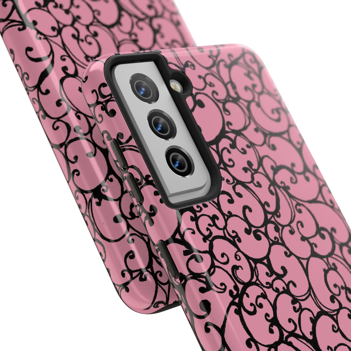 Scrollie Pink / Black Phone Case