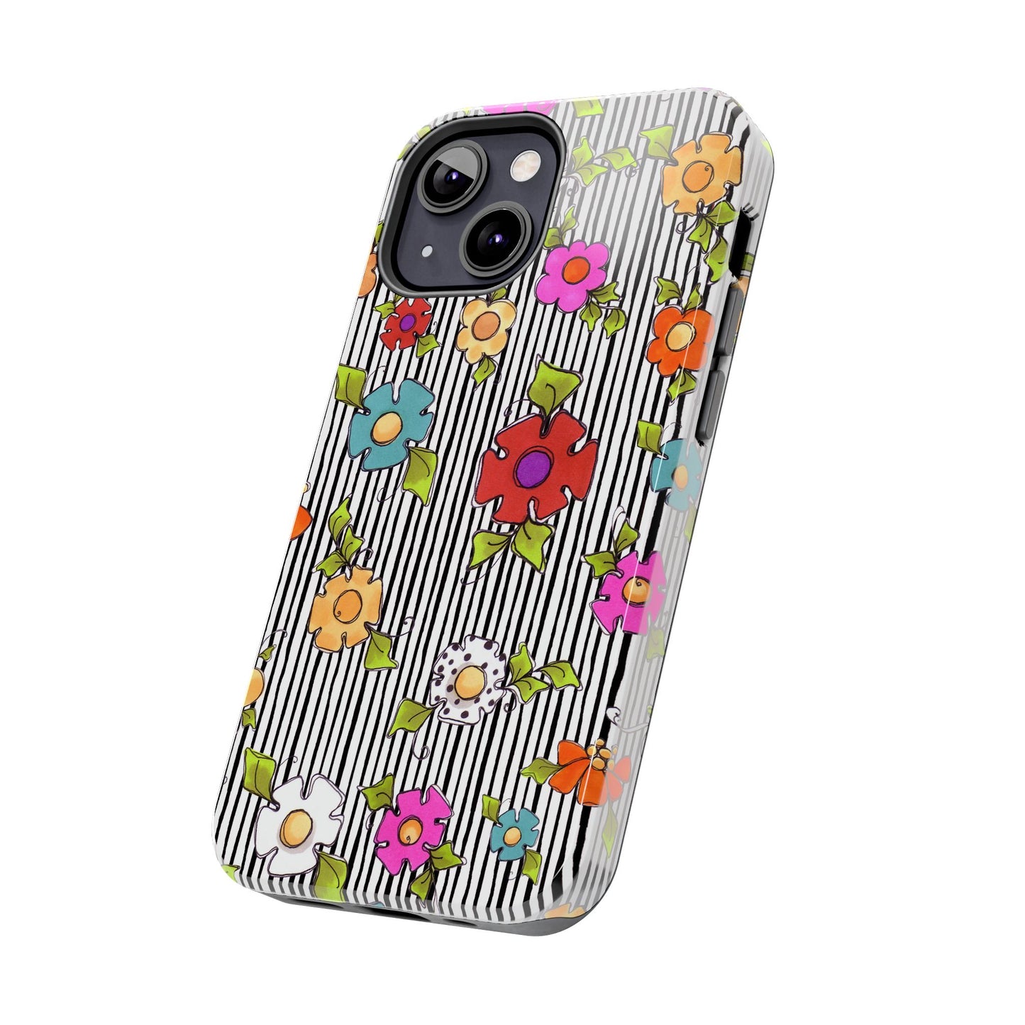 Dog Blooms White / Black Phone Case