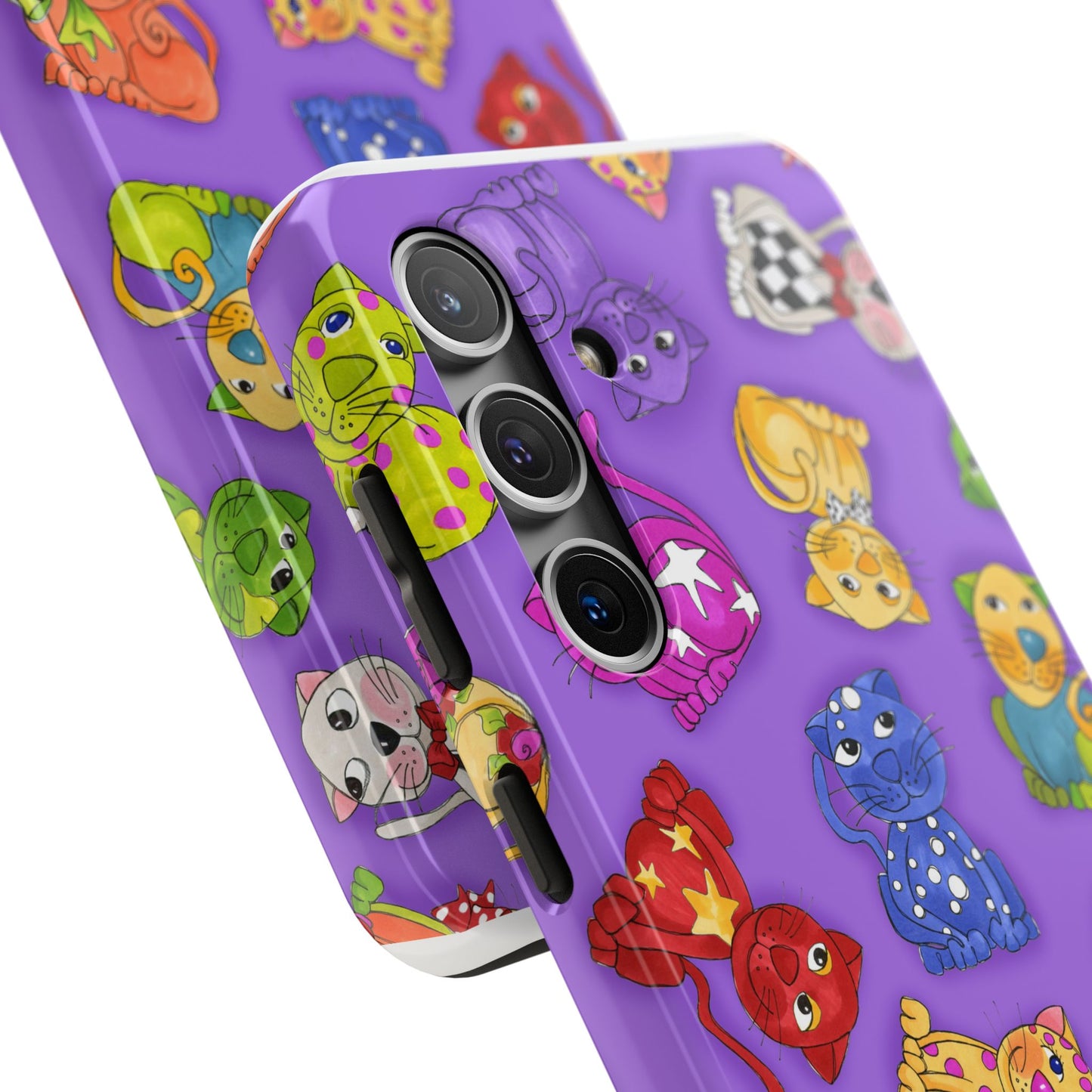 Tossed Happy Cats Purple Phone Case