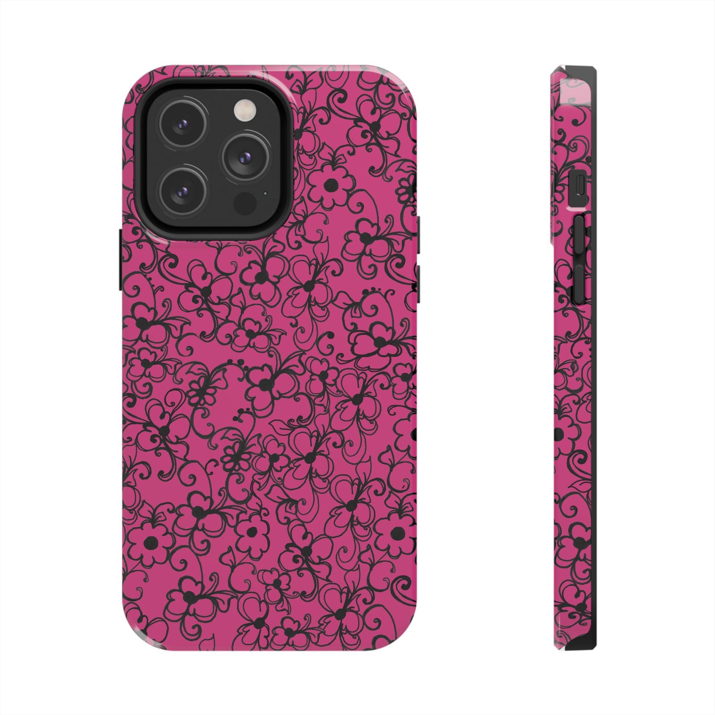 Daisy Jungle Pink / Black Phone Case