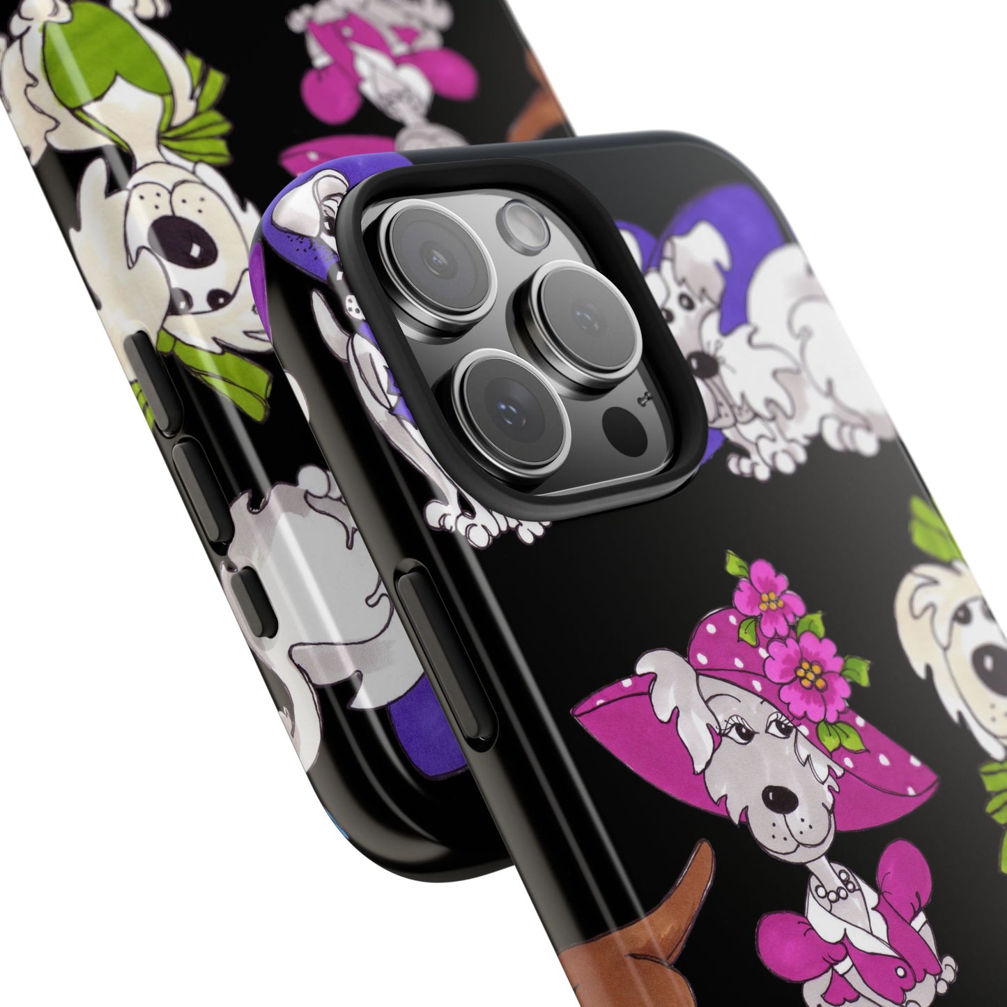 Fancy Dog Line Up Black Phone Case