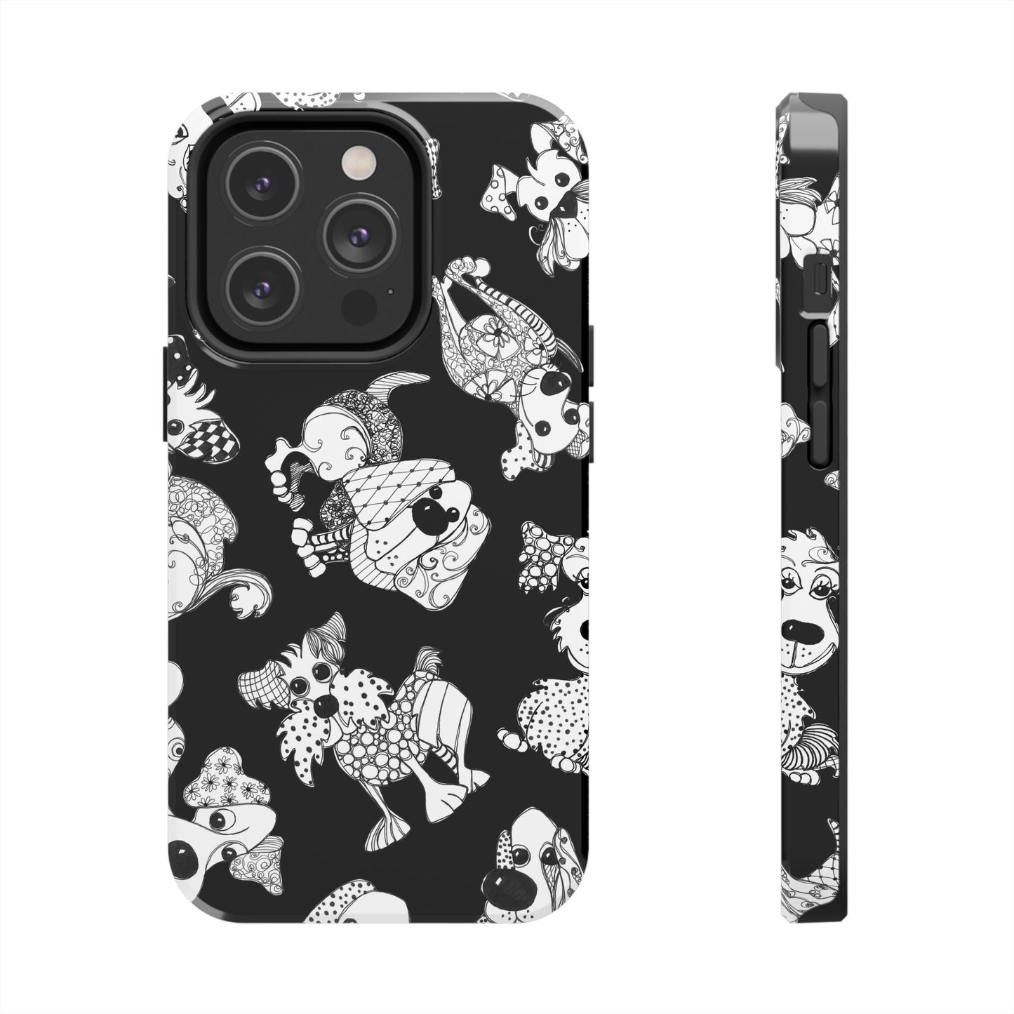 Doodle Dogs Black Phone Case