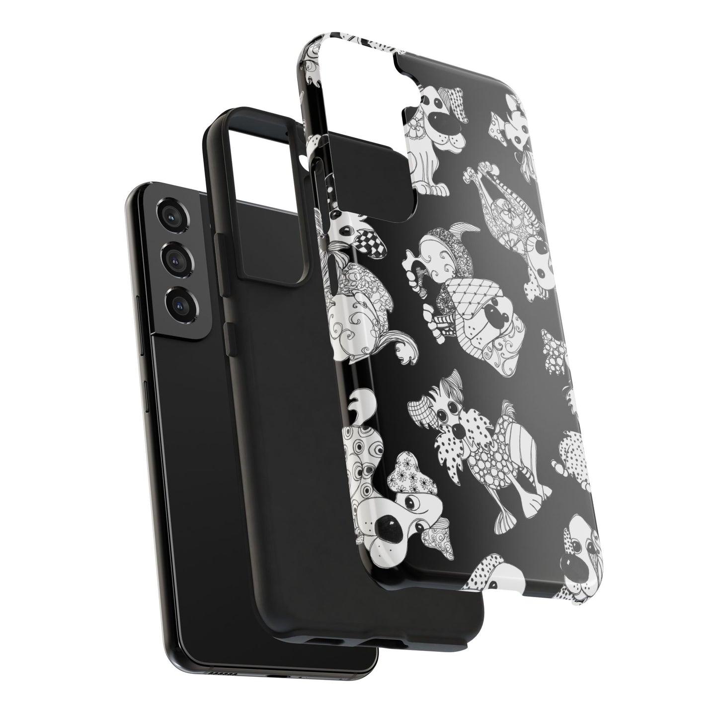 Doodle Dogs Black Phone Case