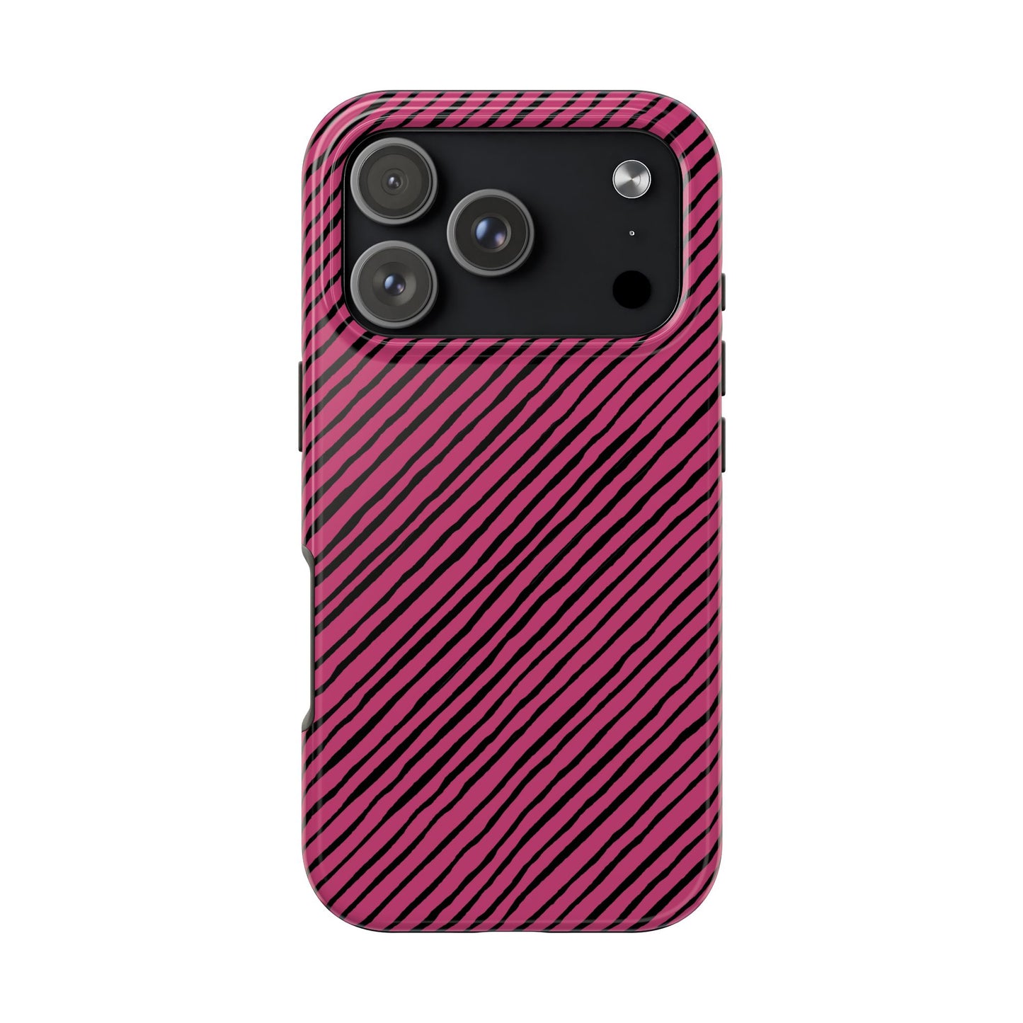 Quirky Bias Stripe Magenta / Black Phone Case