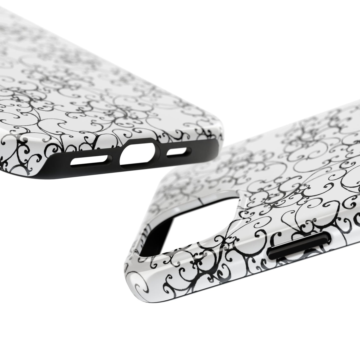 Elegant Scroll White / Black Phone Case