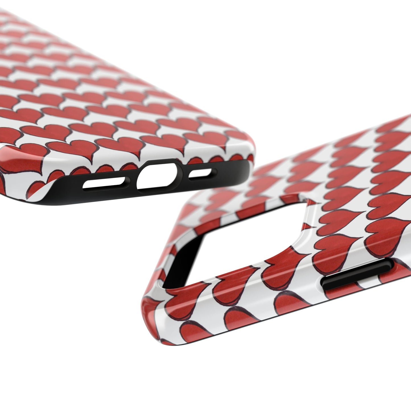 Heartbeats White / Red Phone Case