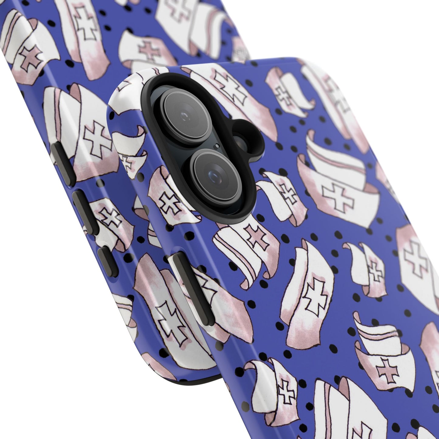 Med Hats Blue / Black Phone Case