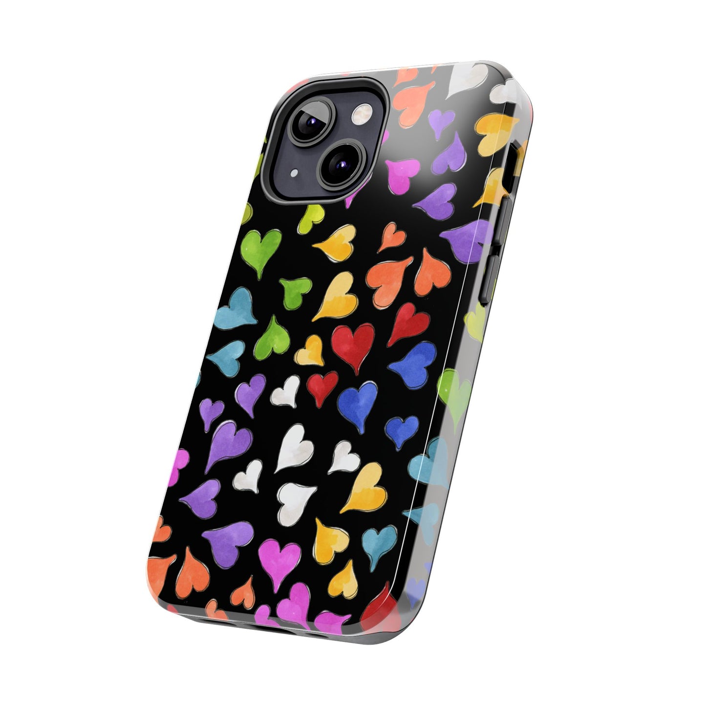 Happy Hearts Black Phone Case