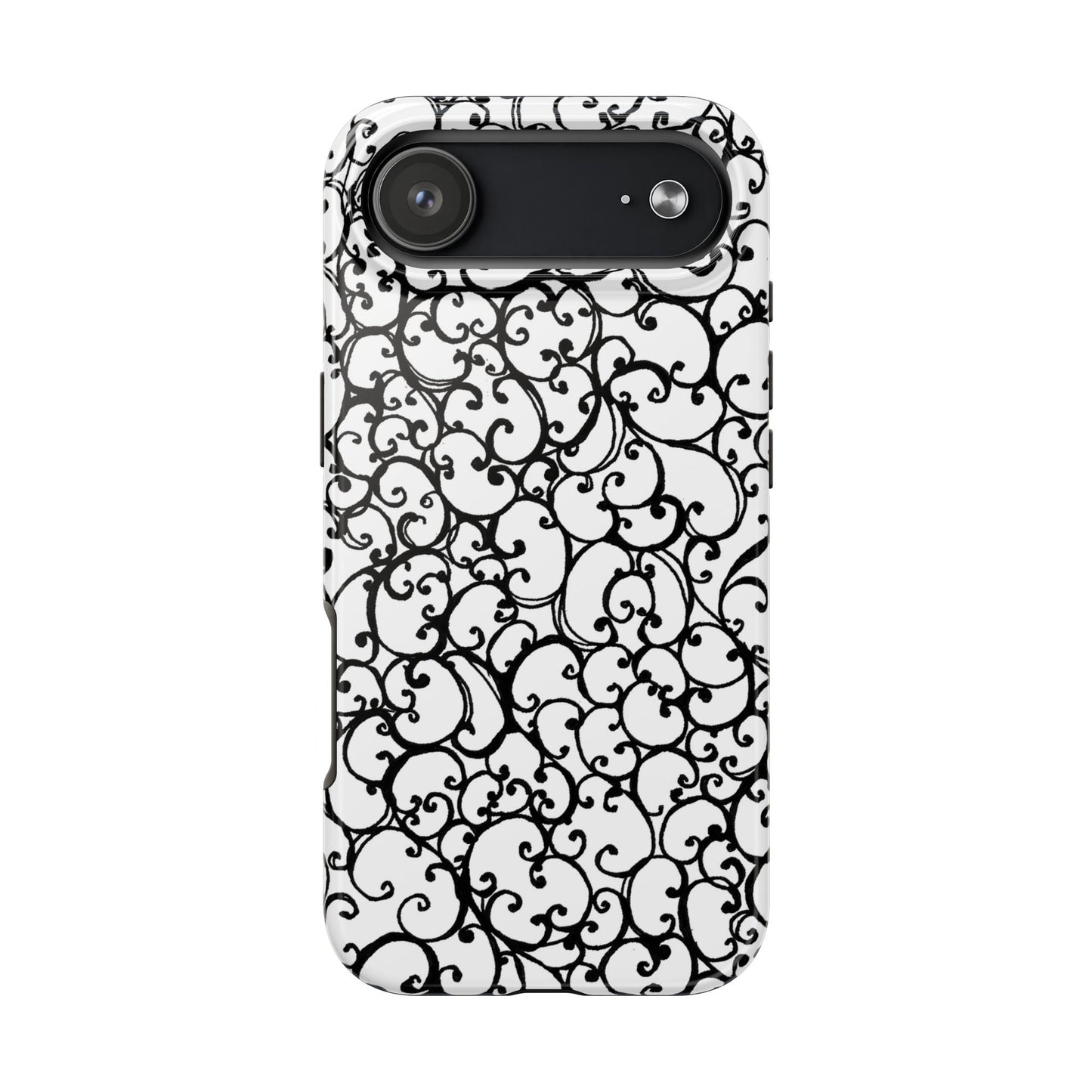 Scrollie White / Black Phone Case
