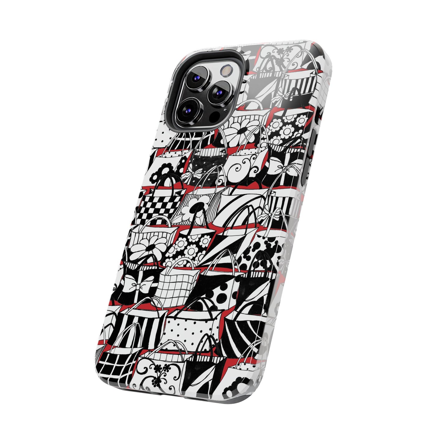 Totally Black, White & Red Phone Case